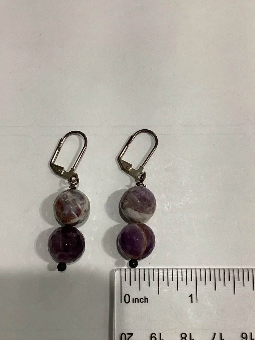 Purple Agate Double-Bead Drop Earrings